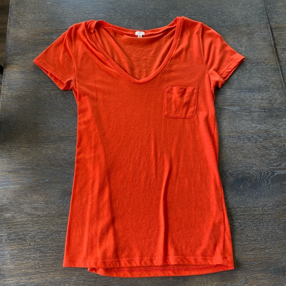 2/$20 J. Crew small womens orange pocket t shirt